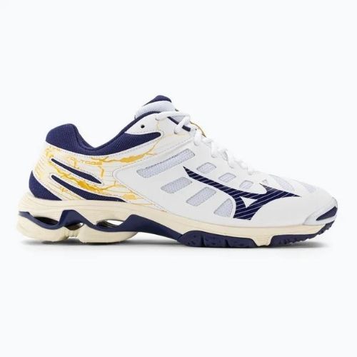 Buty do siatkówki Mizuno Wave Voltage white/blue ribbon/mp gold