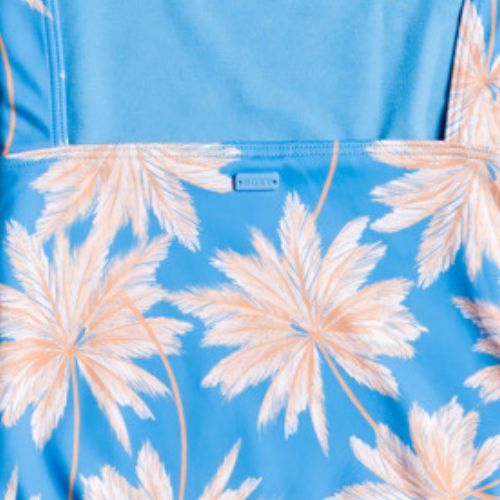 Strój kąpielowy jednoczęściowy dziecięcy ROXY Ocean Treasure azure blue palm island rg