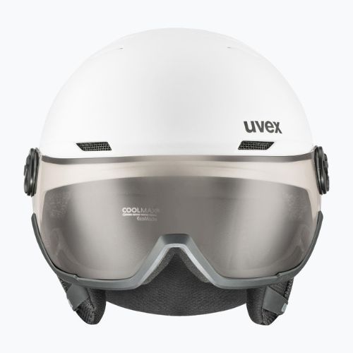 Kask narciarski UVEX Wanted Visor Pro V white matt/variomatc smoke