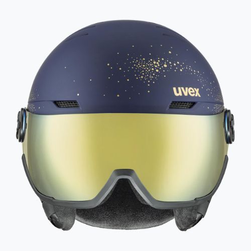 Kask narciarski UVEX Wanted Visor WE polar sparkles/gold matt/mirror gold smoke