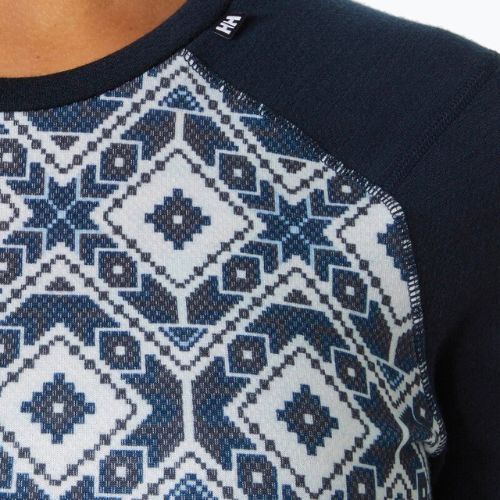 Bluza termoaktywna damska Helly Hansen Lifa Merino Midweight Graphic Crew navy star pixel