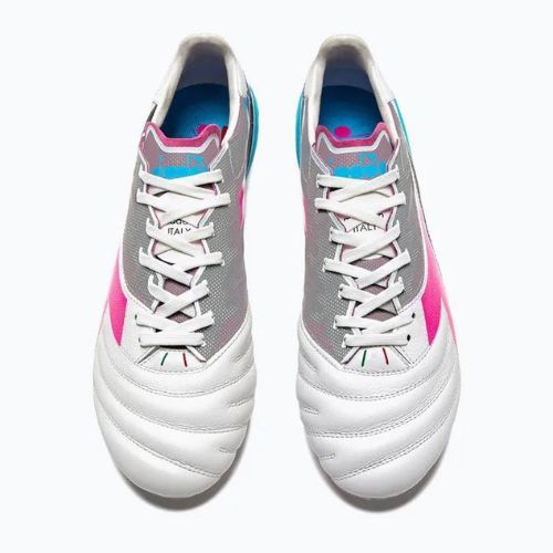 Buty piłkarskie męskie Diadora Brasil Elite Veloce GR ITA LPX white/pink fluo/blue fluo