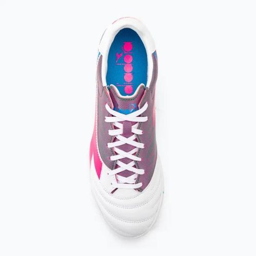 Buty piłkarskie męskie Diadora Brasil Elite Veloce GR TFR white/pink fluo/blue fluo