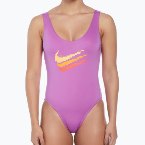 Strój pływacki jednoczęściowy damski Nike Multi Logo U-Back fuchsia dream