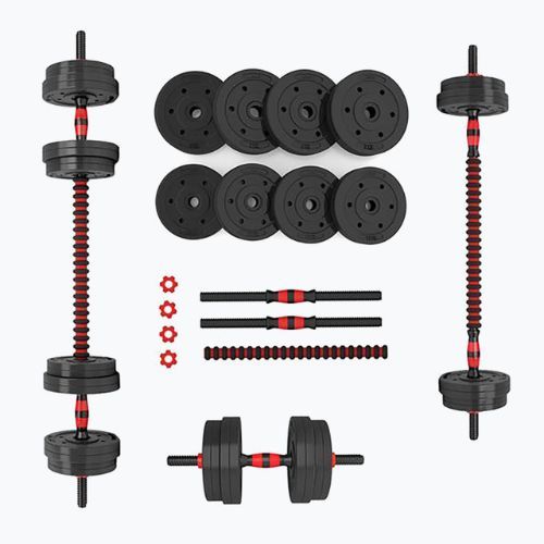 Zestaw hantli z łączeniem do sztangi HMS SGP15 15 kg czarny/czerwony