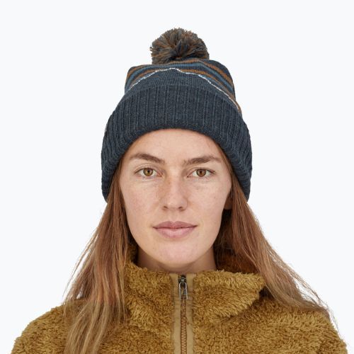 Czapka zimowa Patagonia Powder Town Beanie fitz roy stripe knit/smolder blue