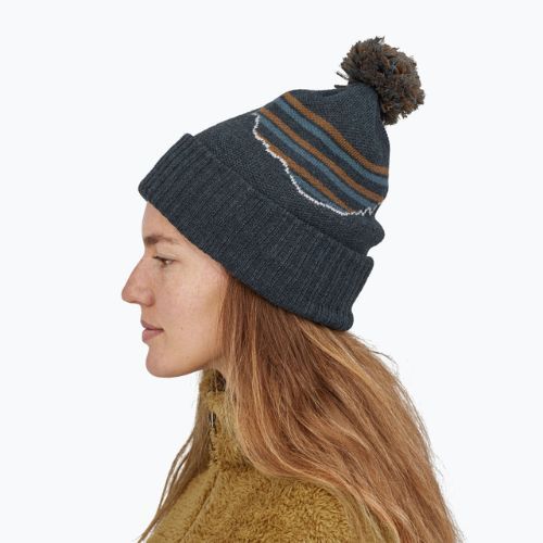 Czapka zimowa Patagonia Powder Town Beanie fitz roy stripe knit/smolder blue