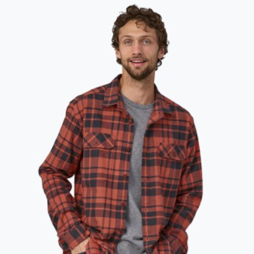Koszula męska Patagonia Organic Cotton MW Fjord Flannel ice caps/burl red