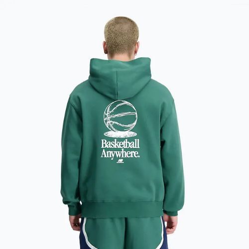 Bluza męska New Balance Hoops Fleece Hoodie team forest green