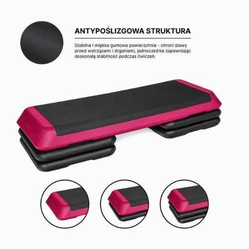 Step do aerobiku TREXO Aerobic max stability czarny/różowy