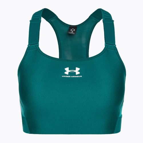 Biustonosz treningowy Under Armour HeatGear Armour High hydro teal/white