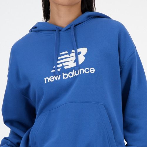 Bluza damska New Balance French Terry Stacked Logo Hoodie blueagat