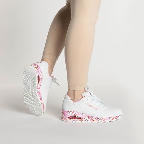 Buty damskie SKECHERS Uno Loving Love white/red/pink mesh