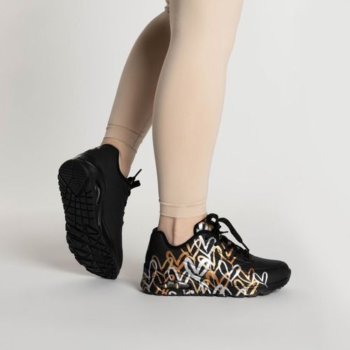 Buty damskie SKECHERS JGoldcrown Uno Metallic Love black/metallic