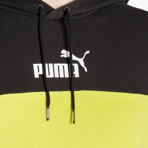 Bluza męska PUMA ESS+ Block Hoodie TR puma black/lime sheen