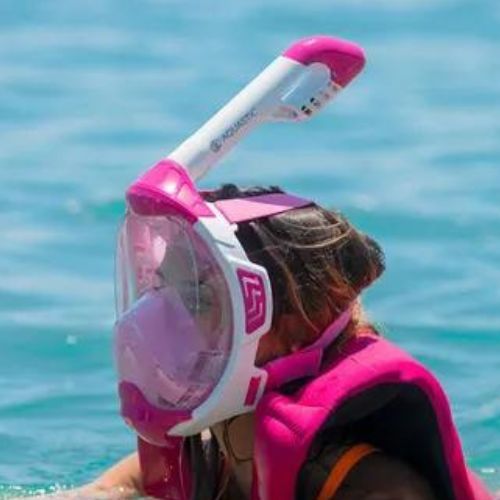 Maska pełnotwarzowa do snorkelingu AQUASTIC KAI różowy