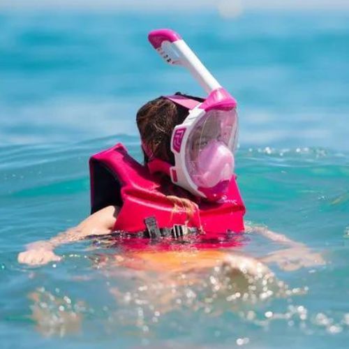 Maska pełnotwarzowa do snorkelingu dziecięca AQUASTIC KAI Jr różowy