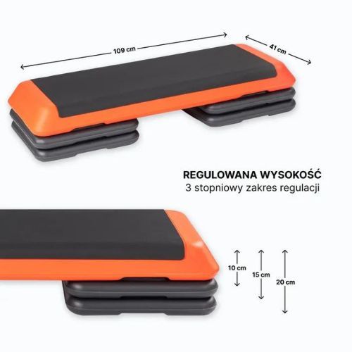 Step do aerobiku TREXO Aerobic max stability pomarańczowy