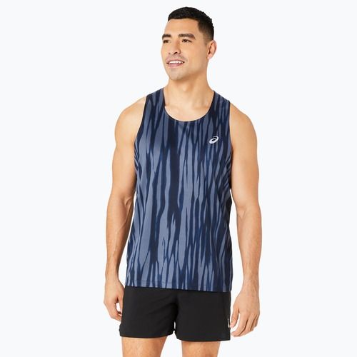 Koszulka do biegania męska ASICS  Road All Over Print Singlet blue expanse/midnight