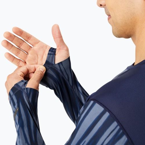 Longsleeve do biegania męski ASICS Road All Over Print blue expanse/midnight