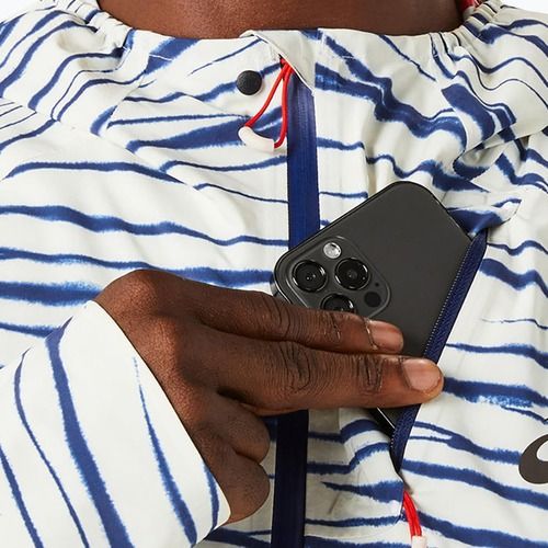 Kurtka do biegania męska ASICS Metarun Shibori Waterproof brich/blue expanse