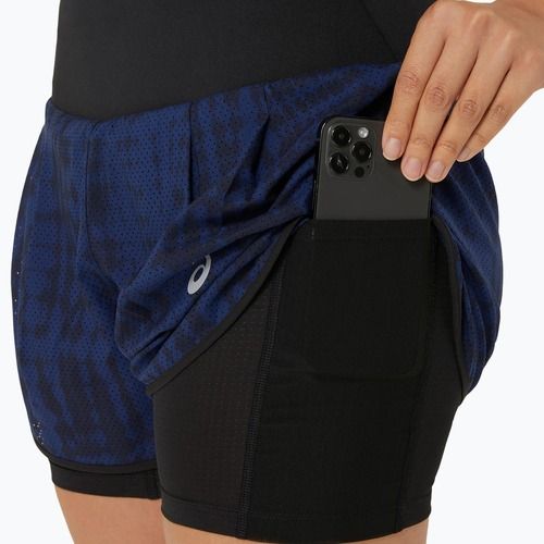 Spodenki do biegania damskie ASICS Road All Over Print 2N1 3.5IN midnight