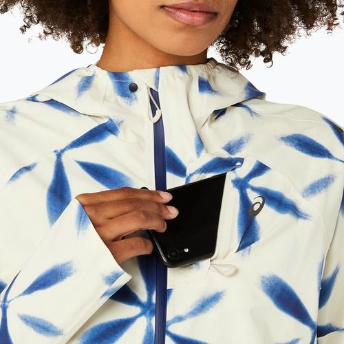 Kurtka do biegania damska ASICS Metarun Shibori Waterproof birch/blue expanse