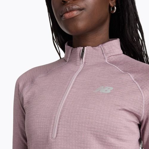 Longsleeve do biegania damski New Balance Athletics Heat Grid 1/2 Zip ice wine heather