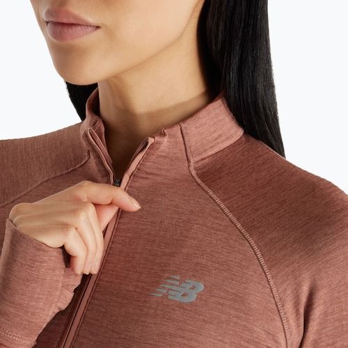Longsleeve do biegania damski New Balance Athletics Heat Grid 1/2 Zip sparrow heather