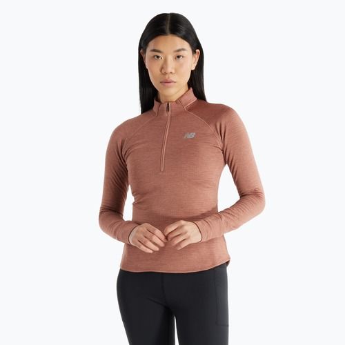 Longsleeve do biegania damski New Balance Athletics Heat Grid 1/2 Zip sparrow heather