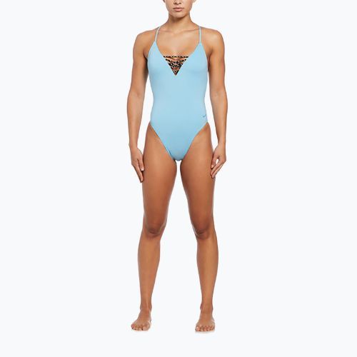 Strój pływacki jednoczęściowy damski Nike Sneakerkini 2.0 Croccback aquarius blue/scuba blue
