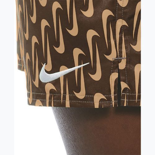 Szorty kąpielowe męskie Nike Swoosh Link 5" Volley cacao wow