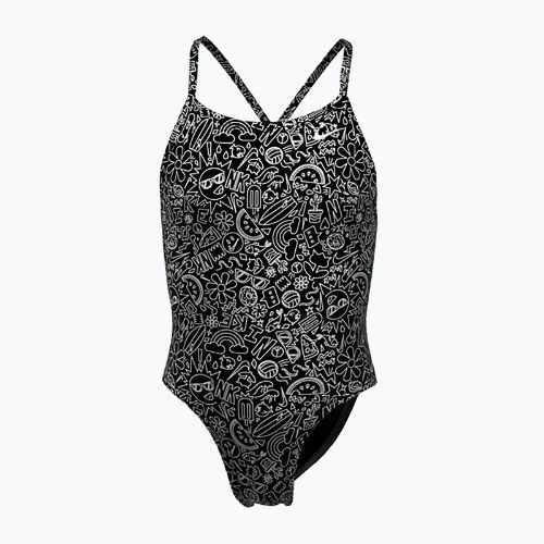 Strój pływacki jednoczęściowy dziecięcy Nike Hydrastrong Charms Multi Print Lace Up Back black
