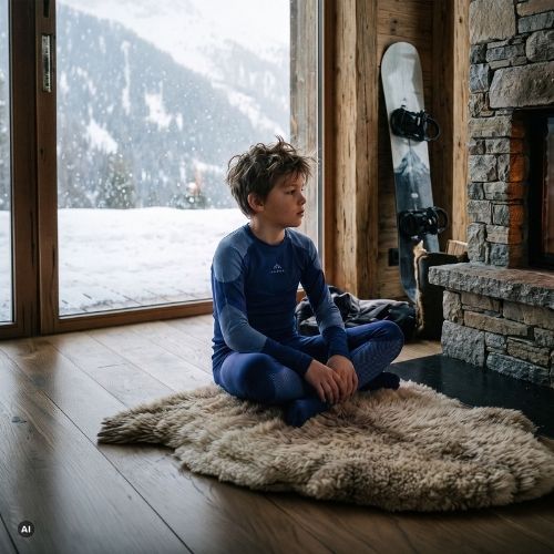 Komplet bielizny termoaktywnej dziecięcej KADVA Frosty Jrb Set bezszwowy granatowy