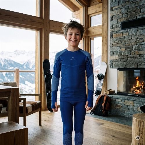 Komplet bielizny termoaktywnej dziecięcej KADVA Frosty Jrb Set bezszwowy granatowy
