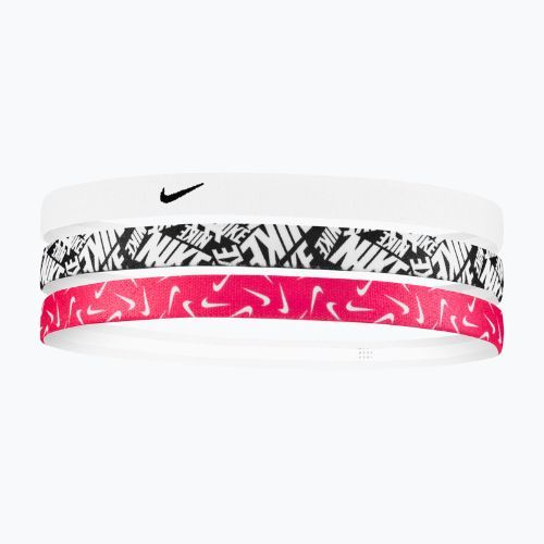Opaska na głowę Nike Printed Headbands 3 szt. white/aster pink/black