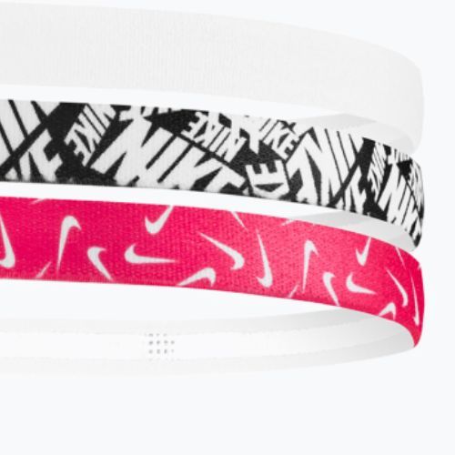 Opaska na głowę Nike Printed Headbands 3 szt. white/aster pink/black