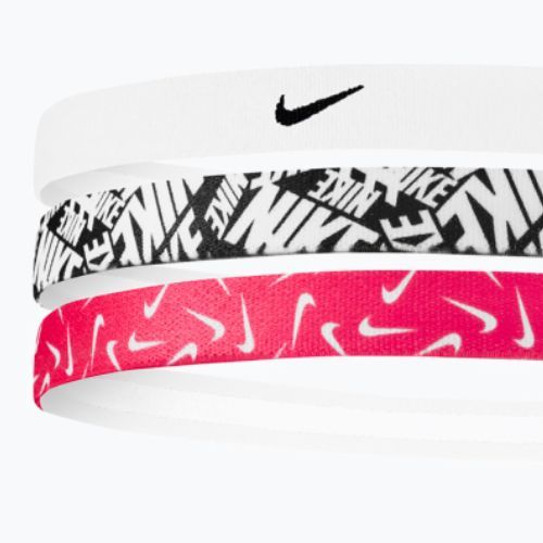 Opaska na głowę Nike Printed Headbands 3 szt. white/aster pink/black