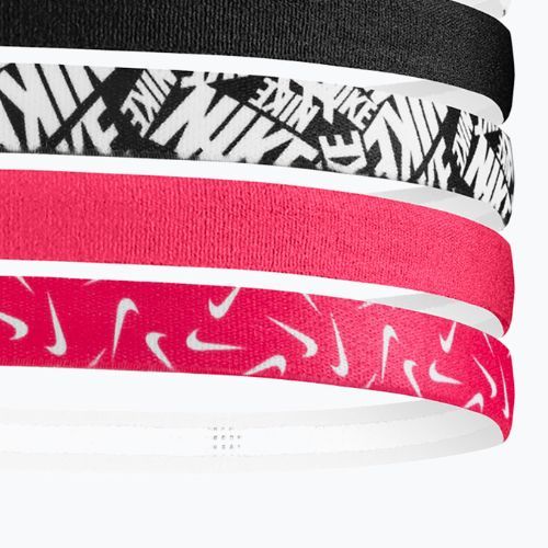 Opaski na głowę Nike Headbands Printed 6 szt. white/aster pink/black