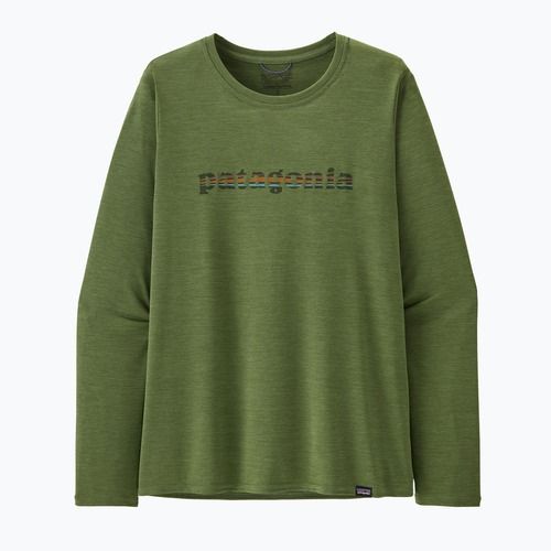 Longsleeve damski Patagonia Cap Cool Daily Graphic Shirt 73 text logo/terrain green x-dye