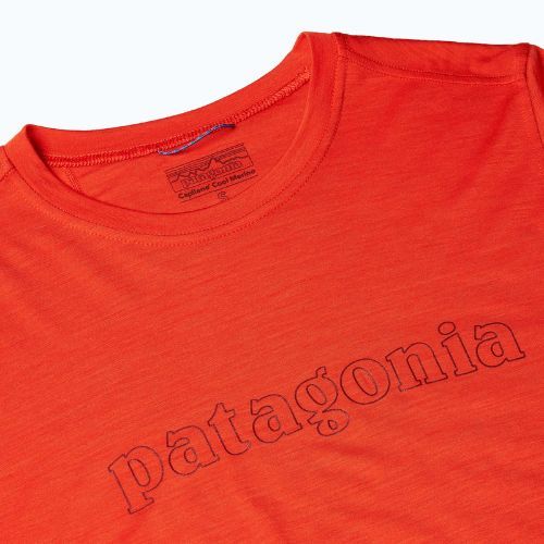 Longsleeve damski Patagonia Cap Cool Merino Blend Graphic outline text logo/madder red