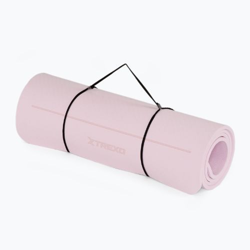 Mata do ćwiczeń i jogi XTREXO antypoślizgowa 10 mm jasnoróżowy