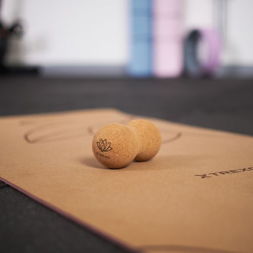 Podwójna piłka do masażu XTREXO korkowa TXO-B4Z082-NC naturalny