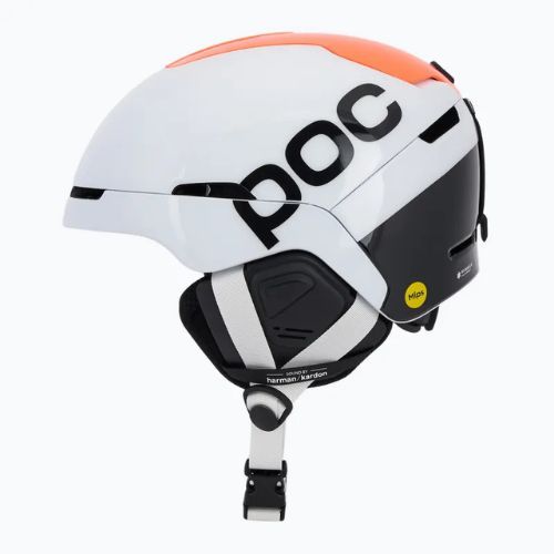 Kask narciarski z systemem audio POC Obex Connect hydrogen white/fluorescent orange avip