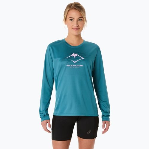 Longsleeve do biegania damski ASICS Fujitrail Logo atlantis blue