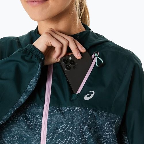 Kurtka do biegania damska ASICS Fujitrail Packable saxon green/light ube