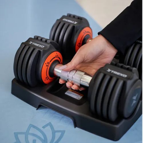 Zestaw hantli regulowanych TREXO 2 x 5,75 kg czarny