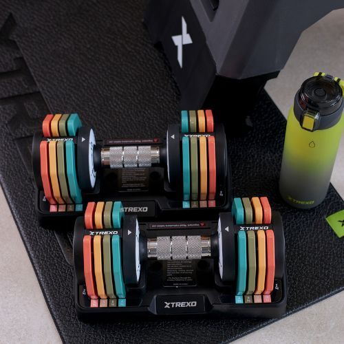 Zestaw hantli regulowanych TREXO 2 x 10 kg multicolor