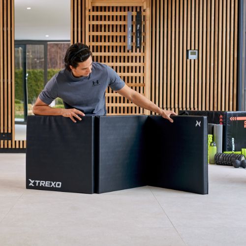 Materac gimnastyczny TREXO składany 180 x  60 x 5 cm  czarny