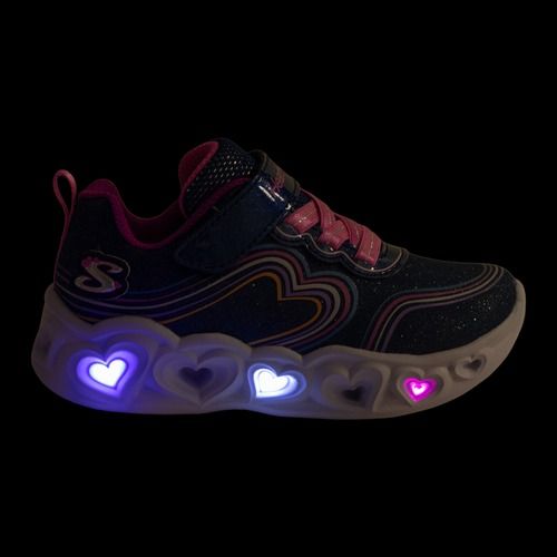 Buty dziecięce SKECHERS Heart Lights Retro Hearts navy leather/multi trim